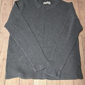 Gray Ribbed Knit Sweater